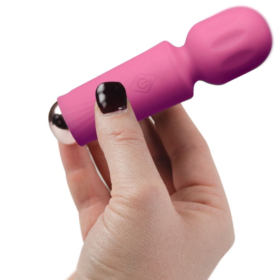 Rocks-Off - Wiederaufladbarer Mini-Zauberstab mit 16 Funktionen, Pfingstrosenrosa