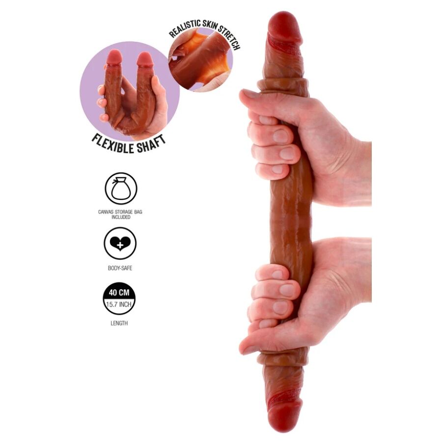 Get Real - Doppelendes Silikon-Dildo Karamell 40 cm