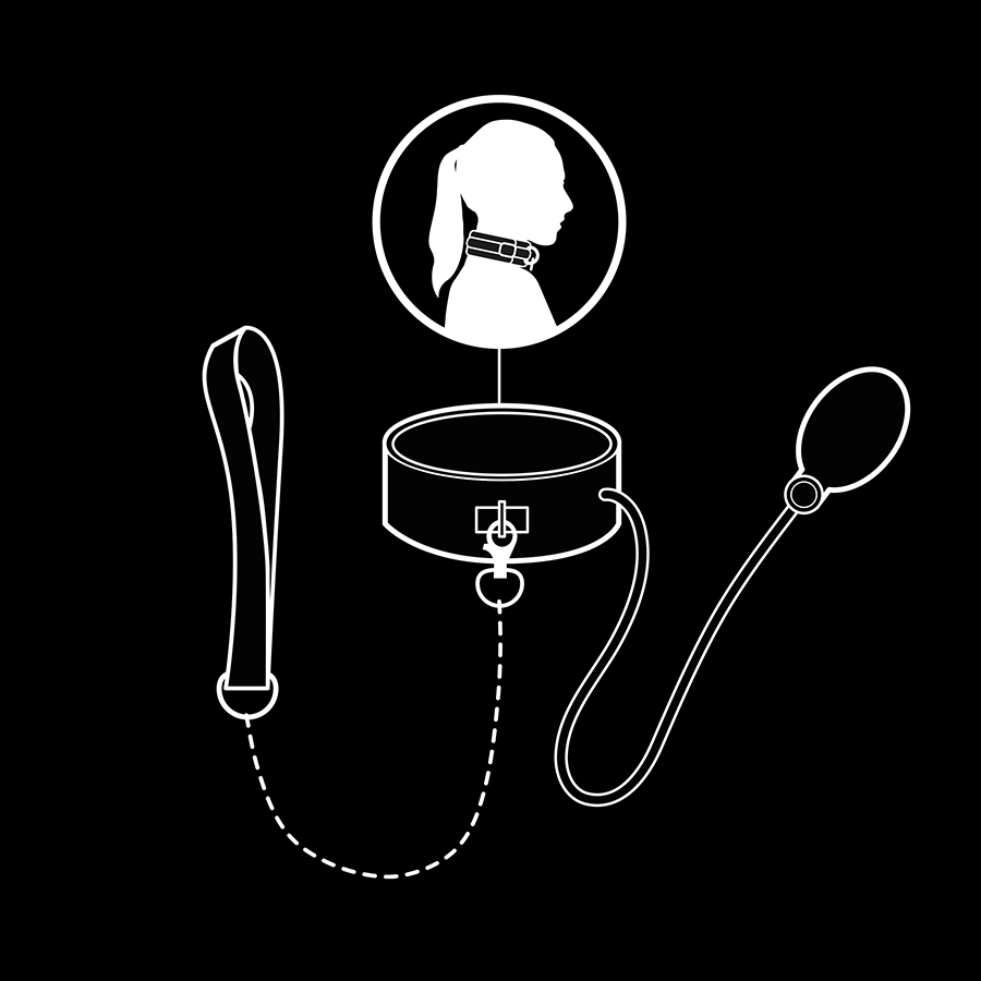 Fetish Submissive Bondage - Aufblasbares Würgehalsband mit Kette