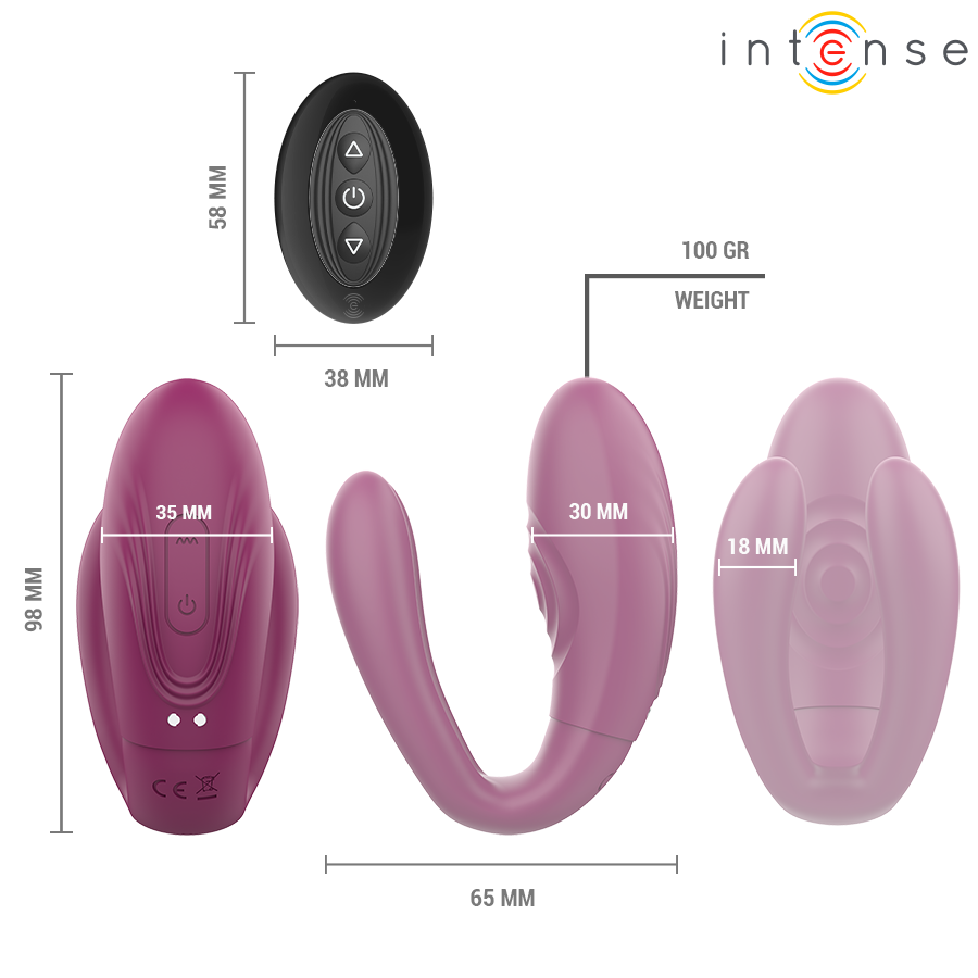 Intense - Sandra Klappe- und Vibrationsklemmstimulator mit Fernbedienung