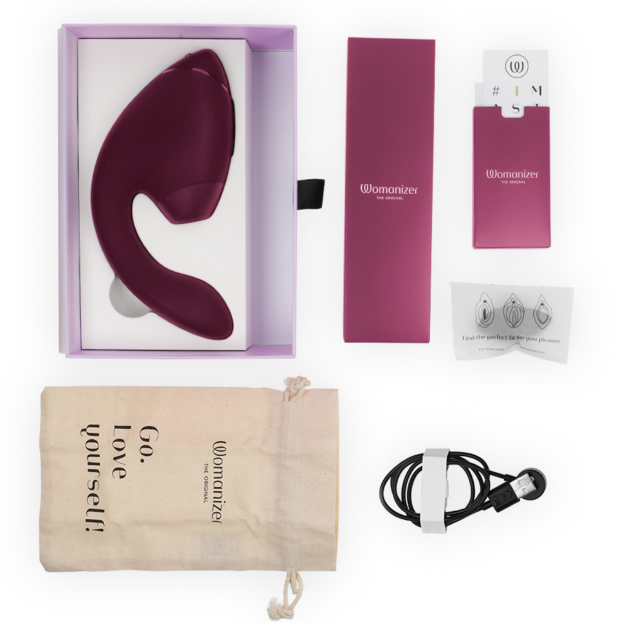 Womanizer - Duo Next Doppelter Klitoris- & g-Punkt-Stimulator, Dunkles Rosa