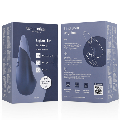 Womanizer - Vibe Lay-On Silent Vibrator Dunkelblau