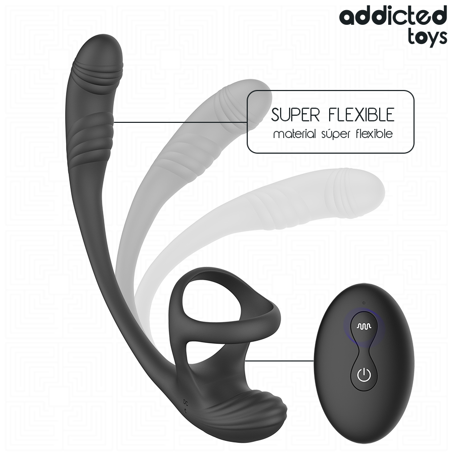 Addicted Toys – Analplug mit Vibration, 360°-Wellung und Hodenstimulator