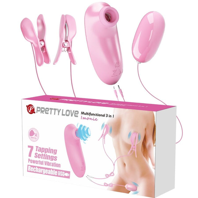 Pretty Love - Imonie 3-in-1 Multifunktionales Set mit Saugnapf, Brustwarzen und Klitoris