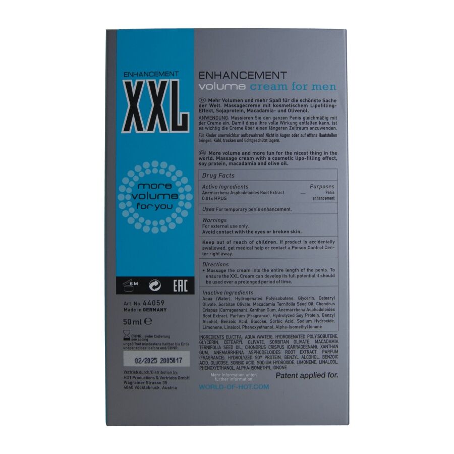 Hot - XXL Verbesserungscreme für Männer 50 ml