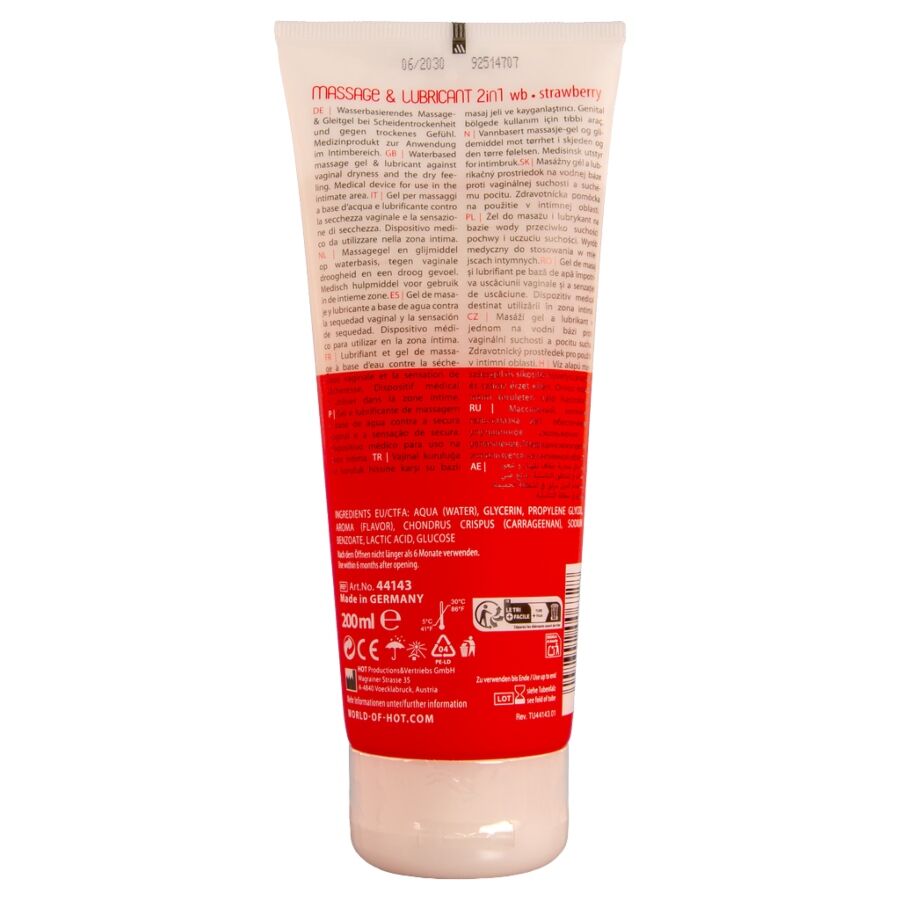 Hot - Massage & Gleitgel 2in1 Erdbeere 200 ml