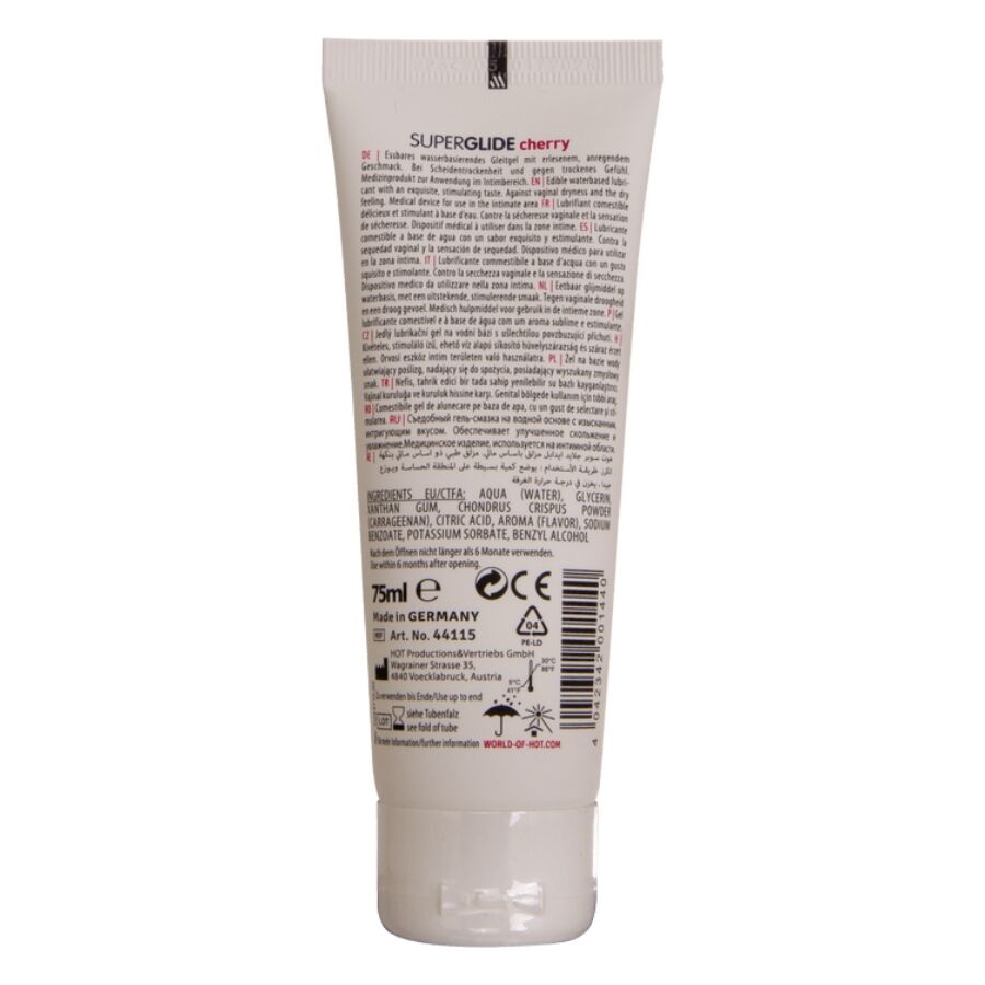 Hot - Superglide Essbares Gleitmittel auf Wasserbasis Kirsche 75 ml