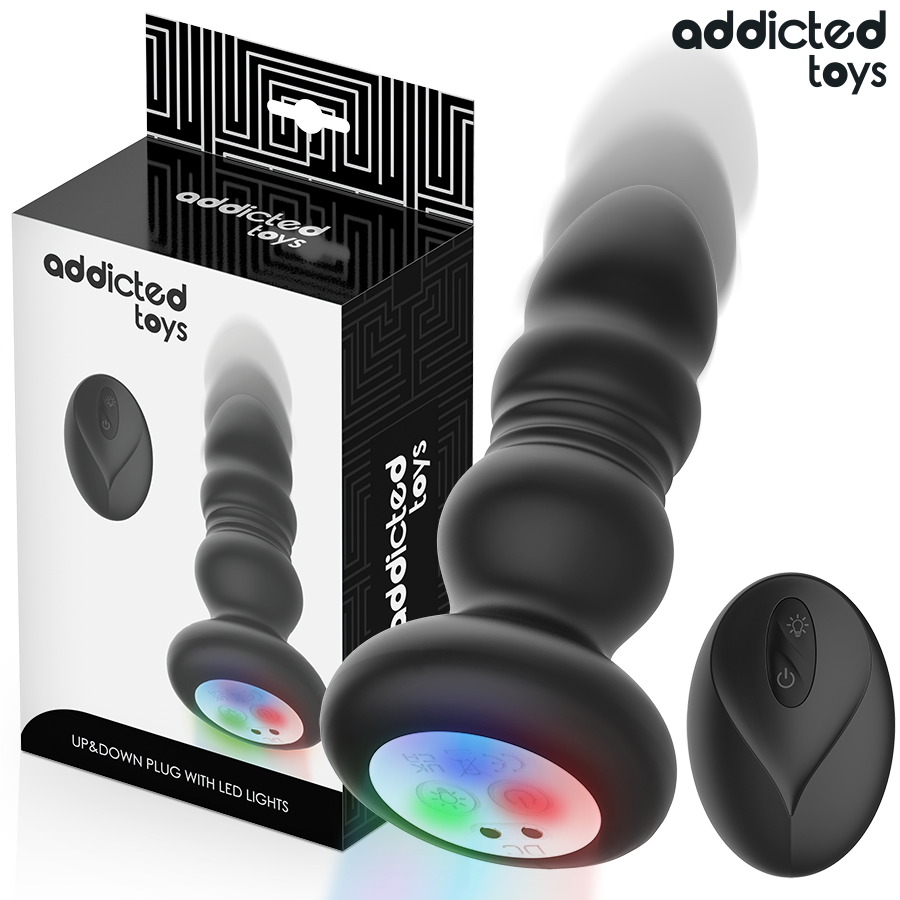 Addicted Toys – Rotierender Vibrierender Analplug mit LED-Licht und Fernbedienung