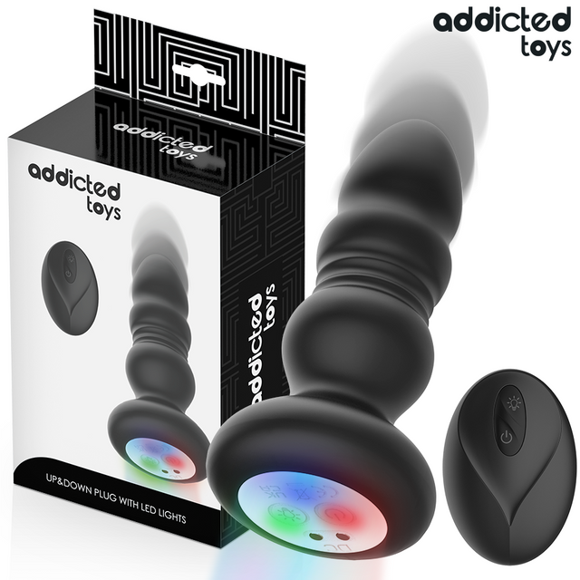 Addicted Toys – Rotierender Vibrierender Analplug mit LED-Licht und Fernbedienung