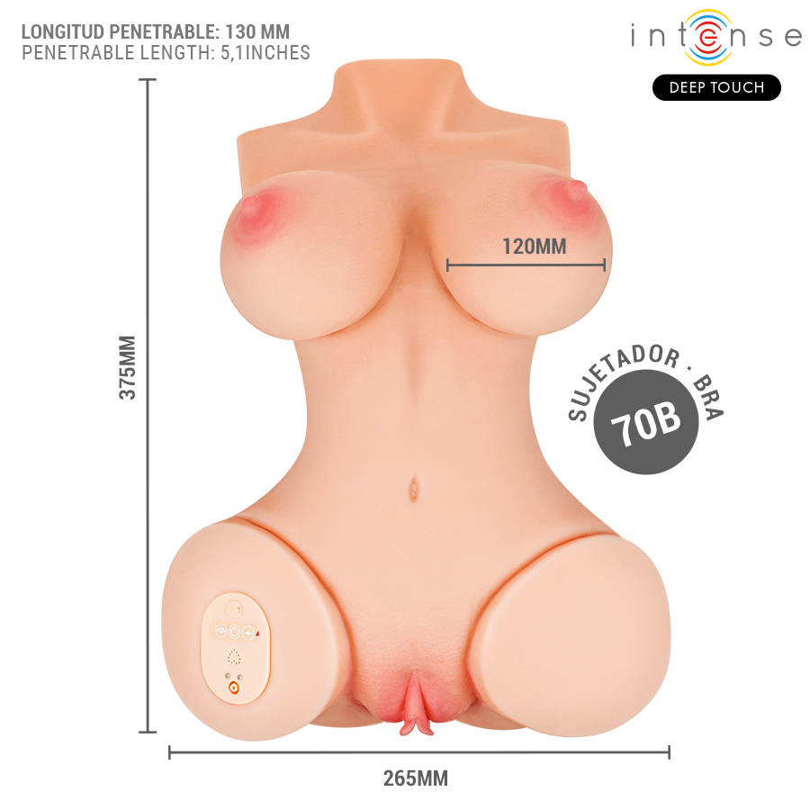 Intense Deep Touch - Vero Torso Vagina mit Saug-, Wärme-, Vibrations- und Stimmeffekten mit Fernbedienung 5,5 kg