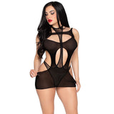 Leg Avenue - 81680 Blickdichtes Minikleid und Neckholder-Teddy, Schwarz - Einheitsgrösse