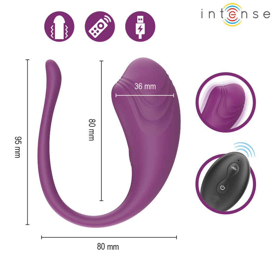 Intense - Olivia Purple Vibrations-Ei mit Fernbedienung