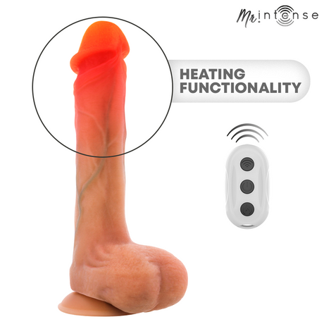 Dildo Bradley aus Silikon mit Vibration, Wärmefunktion und Fernbedienung 21 cm Ø 4,2 cm