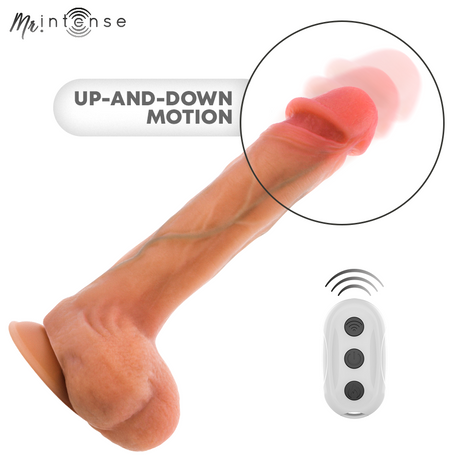 Dildo Bradley aus Silikon mit Vibration, Wärmefunktion und Fernbedienung 21 cm Ø 4,2 cm