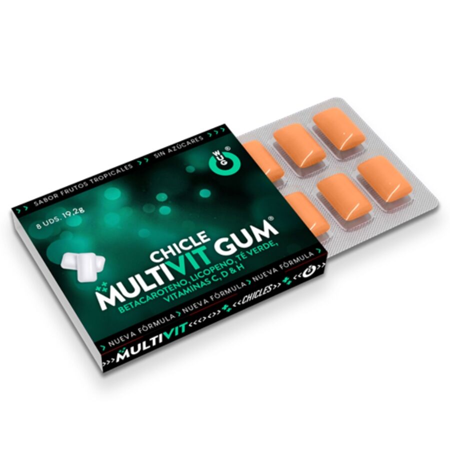 Wug Gum - Multivit mit Vitamin C, H, D, Beta-Carotin, Lycopin und Grüntee, 1 x 8 Einheiten