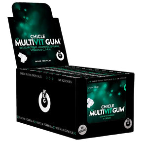 Wug Gum - Multivit C, H, D, Beta-Carotin, Lycopin und Grüner Tee | Display 12 x 8 Einheiten