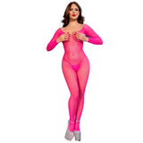 CHILIROSE - CR 4894 NEON PINK MESH BODYSTOCKING S/M