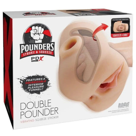 Masturbator Double Pounder Squeeze mit doppelter Vibration Hell 20,5 cm