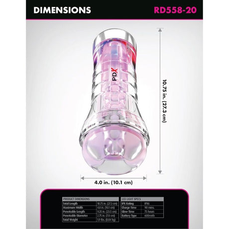 Masturbator Viewtube XXL mit LED transparent 27,3 cm