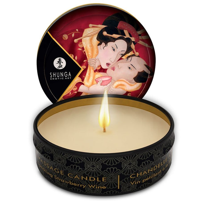 Shunga - Mini Caress by Candelight Erdbeere und Cava Massagekerze 30 ml