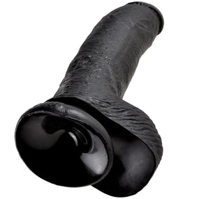 Realistischer Dildo King Cock mit Hoden Schwarz 22,9 cm