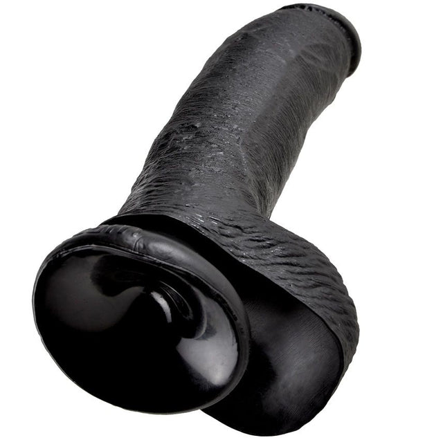 Realistischer Dildo King Cock mit Hoden Schwarz 22,9 cm