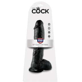 King Cock - 10 Dildo Schwarz mit Eier 25.4 cm