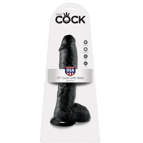 King Cock - 10 Dildo Schwarz mit Eier 25.4 cm