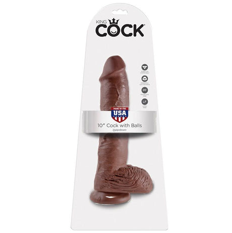 King Cock - 10 Dildo Braun mit Eier 25.4 cm