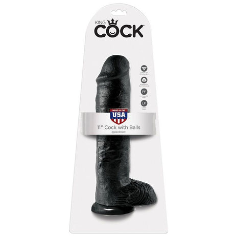 King Cock - 11 Dildo Schwarz mit Eier 28 cm