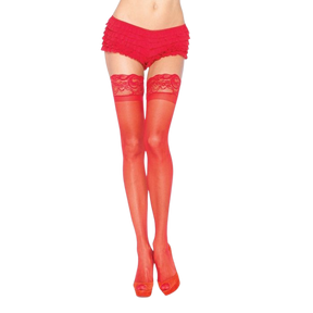 Leg Avenue - Rote Strumpfhose mit Selbstklebender Spitze