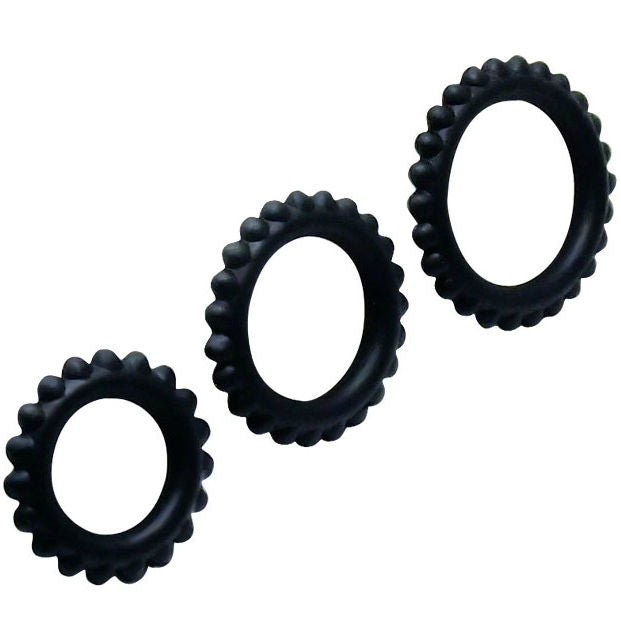 Baile - Titan Set 3stk Cockring Schwarz 2.8 + 2.4 + 1.9 cm