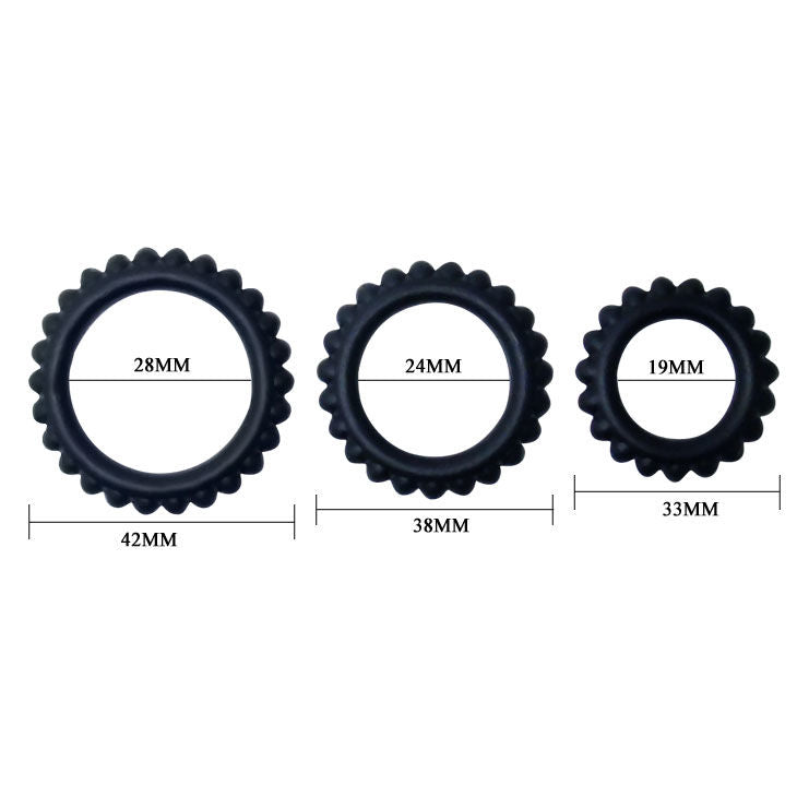 Baile - Titan Set 3stk Cockring Schwarz 2.8 + 2.4 + 1.9 cm