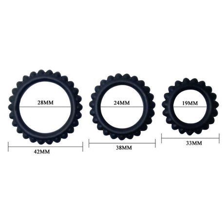 Baile - Titan Set 3stk Cockring Schwarz 2.8 + 2.4 + 1.9 cm