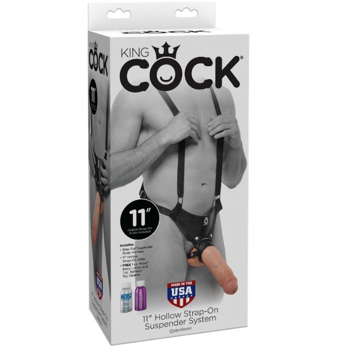 King Cock - 28 cm Hohles Strap-On-Strumpfsystem Fleisch