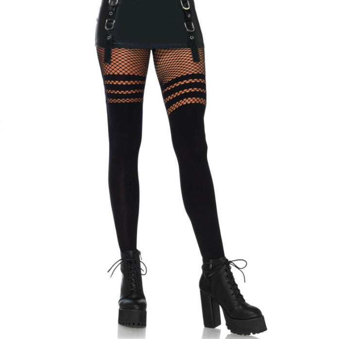 Leg Avenue - Pantyhouse mit Fisnhet-Streifen