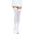 Leg Avenue - Nylon Oberschenkeitenhöhe mit Schleife Weiss/Rosa