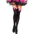 Leg Avenue - Nylon Oberschenkeiten mit Schleife Schwarz/Rosa