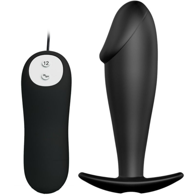 Pretty Love - Silikon Anal Plug Penis Form und 12 Vibrationsmodi Schwarz