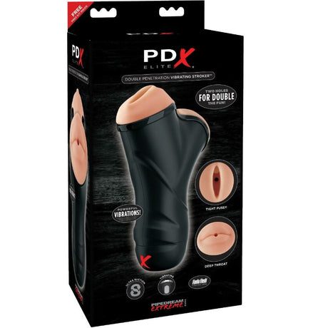 Masturbator Vibrierender Stroker mit Doppelpenetration Hautfarbe