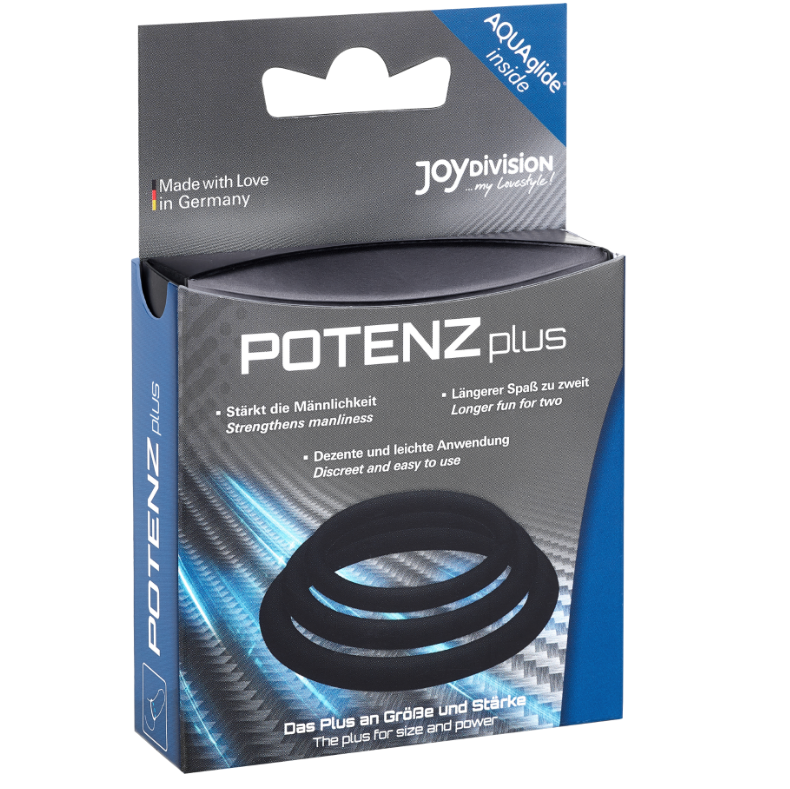 Joydivision Potenzduo - plus 3 Schwarze Ringe Satz - S, M, L