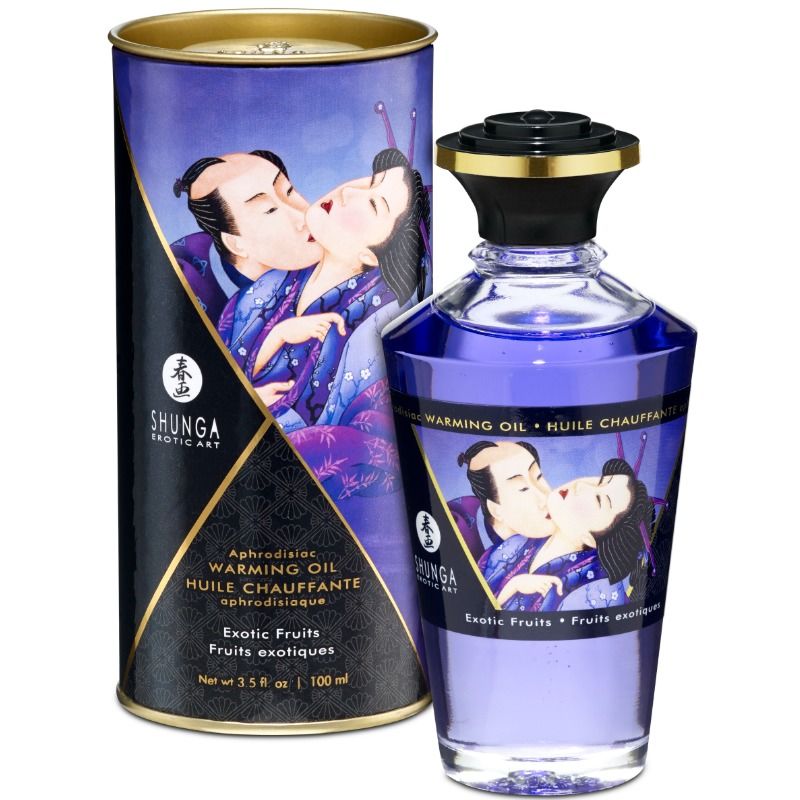 Shunga - Massageöl mit Wärmeeffekt, Geschmack Exotischer Früchte, 100 ml