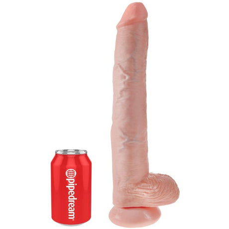 Realistischer Dildo Hahn mit Eier Fleisch Hautfarbe 12 x 2,39 cm.2