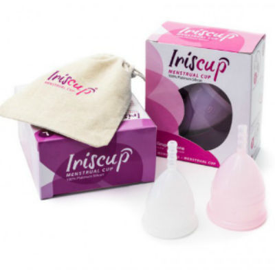 Iriscup - Grosser Rosa Monatstasse + Kostenloser Sterilisatorbeutel
