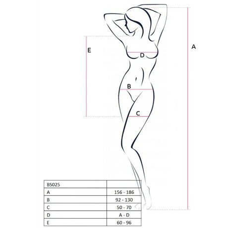 Passion - Woman Bs025 Bodystocking Schwarz Kleiderstil Eine Grösse