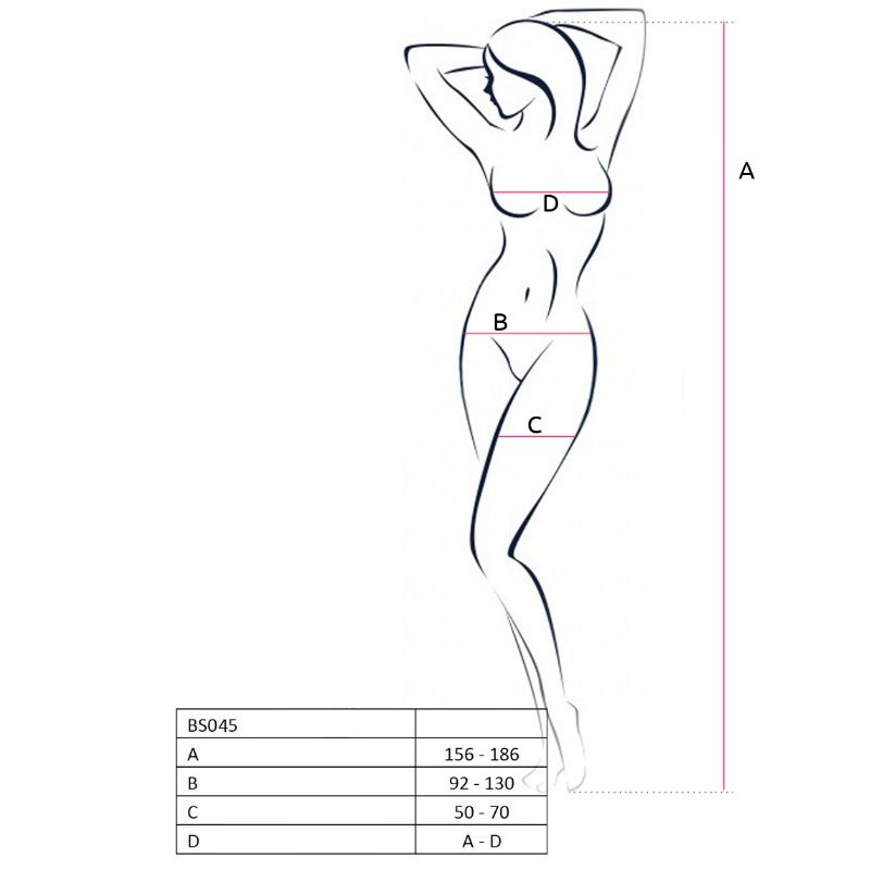 Passion - Woman Bs045 Bodystocking Schwarz Eine Grösse