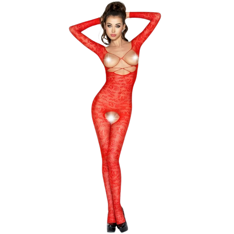 Passion - Woman Bs031 Roter Bodystocking, Eine Grösse