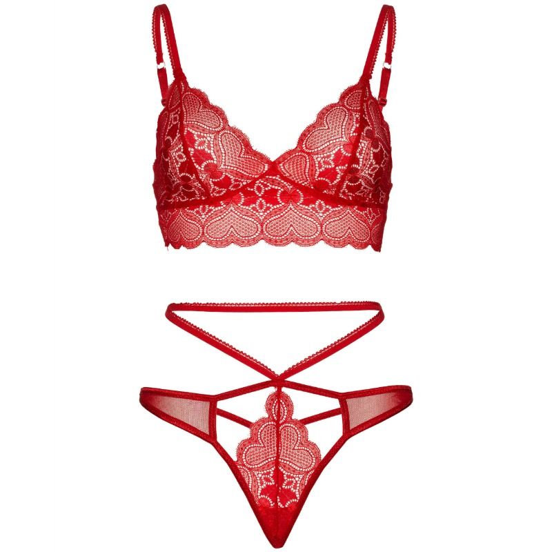 Leg Avenue - 2-Teiliges Set, Spitzen-Bralet und Tanga M/L