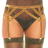 Leg Avenue - Elastischer Strumpfgürtel aus Lurex, Eine Grösse