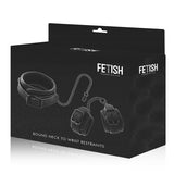 Fetish Submissive - Halskette und Handschellen aus Veganem Leder mit Noprene-Futter